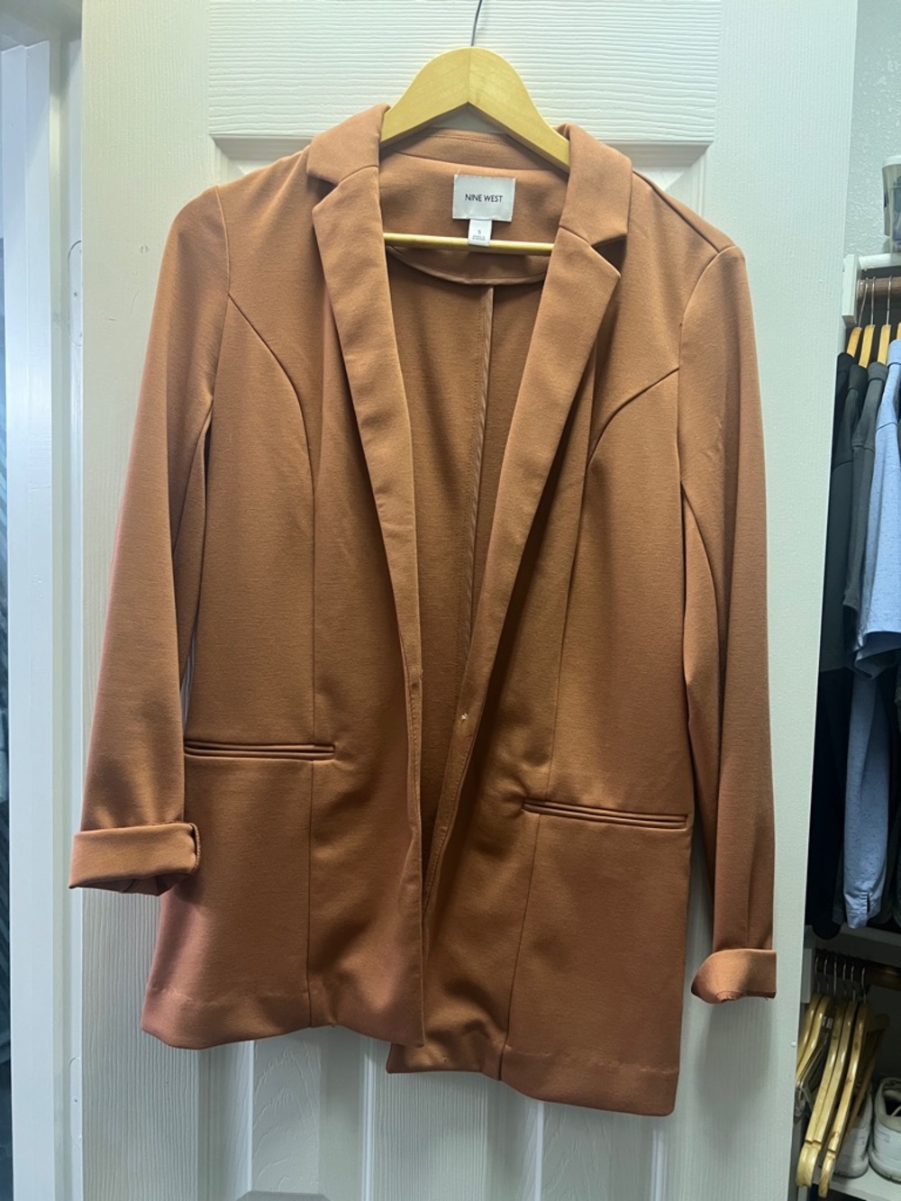 Nine West Rust-Orange Single-Button Blazer - Picture 2 of 5